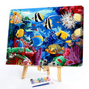 Painting By Numbers Kit DIY Ocean Fish Hand Painted Canvas Oil Art Picture