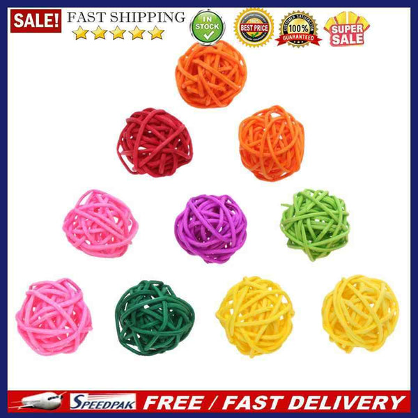20pcs Bird Chewing Rattan Ball Parrot Funny Toys Pet Supplies Cage Decor