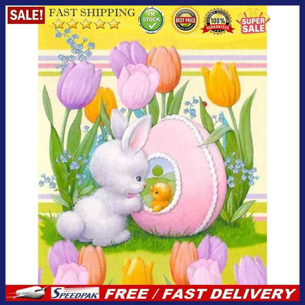Easter Bunny Oil Paint By Numbers Kits Canvas Picture Wall Art DIY Craft Colo