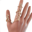 Jewelry Wedding Party Bride Ring Rhinestone Double Finger Conjoined Ring