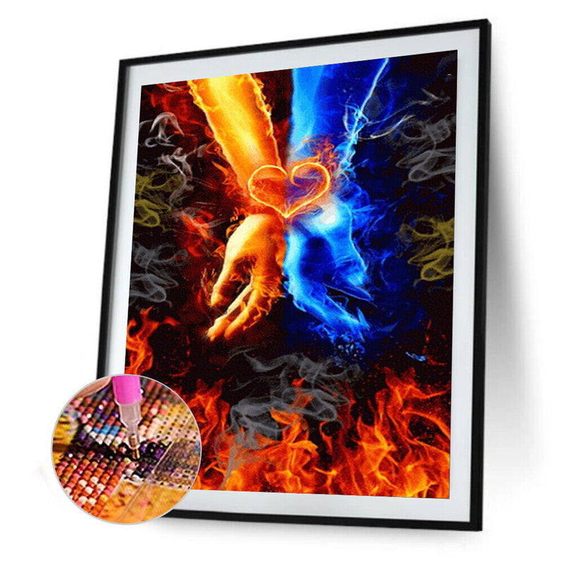 Handmade Flame Couple 5D DIY Full Round Drill Drawing Kit Diamond Painting Cr