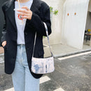 Fashion Women Floral Letters Printed Shoulder Underarm Bag Handbags (White)