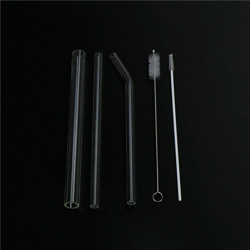 Wedding Transparent Reusable Clean Brush Glass Straws Straight Bent Plastic Box