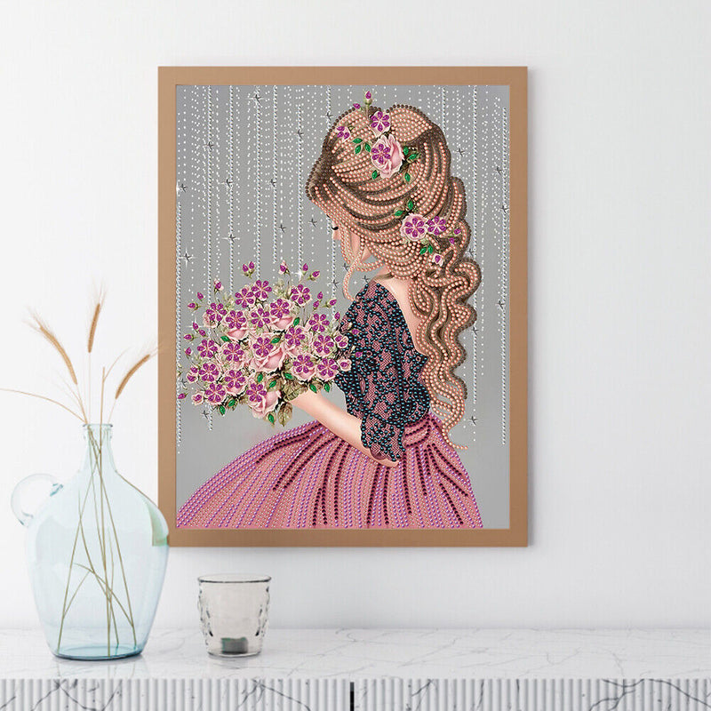 5D Diamond Painting Kit Girl Partial Special Shape Drill DIY Art (K025)