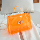 Fashion Women Transparent Messenger Bag Ladies Beach Chain Handbag (Orange)