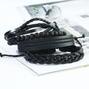 4pcs Retro Weave Leather Wristband Punk Charm Bangle Bracelet Men Women Jewelry