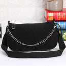 Fashion Corduroy Crossbody Bag Women Solid Chain Shoulder Handbags (Black)
