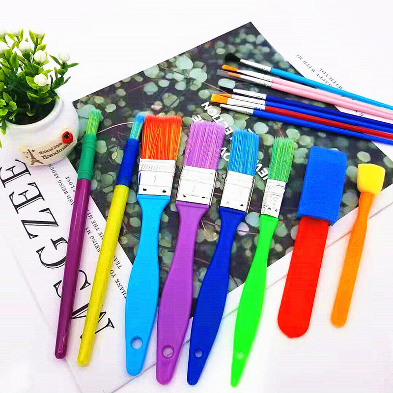 15pcs Paint Brush Set Kids Colorful Oil Painting DIY Brushes Paints Doodle Tools