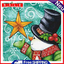 Handpainted DIY Snowman and Stars Oil Paint by Numbers Pictures Craft Gift Kit