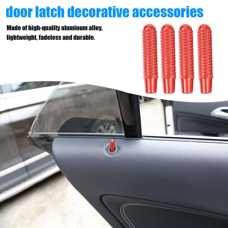 4pcs Aluminum Alloy Door Lock Knobs for Mercedes Benz A B GLA CLA (Red) Newly
