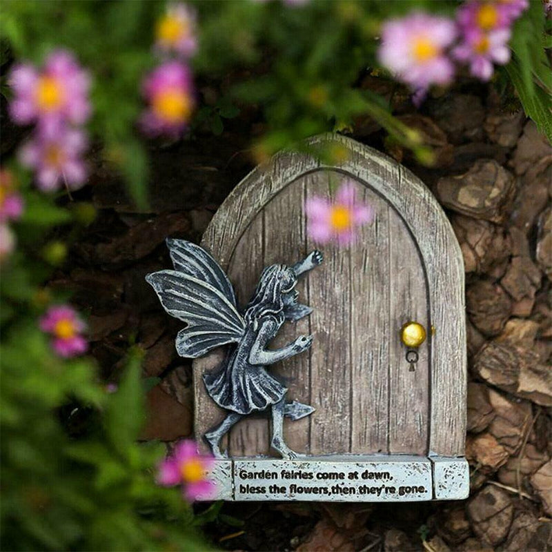 Fairy Door Fairies Sculpture Elf Statues Outdoor Wall Garden Outdoor Hot K7O0