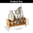 Stainless Steel Bamboo Trapezoid Drinks Shaker Barware Bar Set Cocktail Set