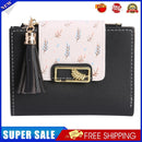Tassels Women Short Wallet PU Leather Clutch Card Bag Female Purse (Black)