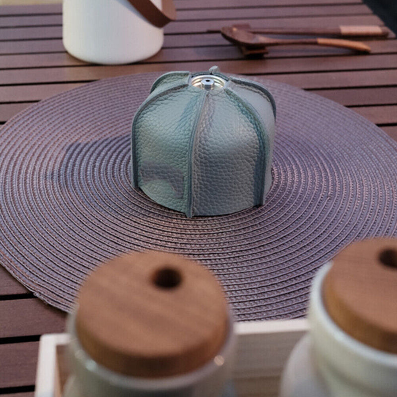 Foldable Camping Cooking Gas Tank Leather Case Gas Canister Protective Cover