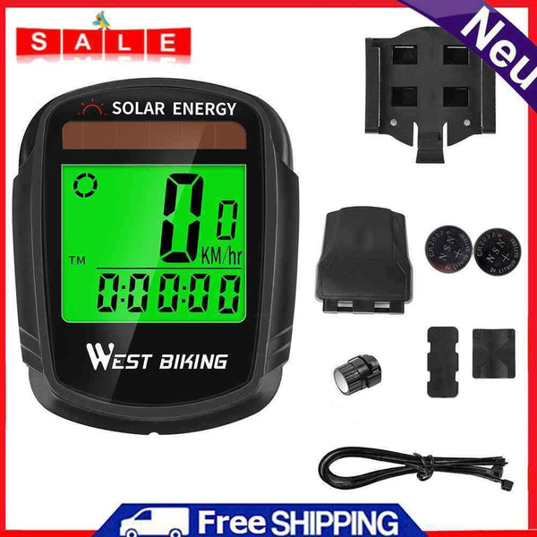 WEST BIKING Solar Energy MTB Bike Computer Bicycle Wireless Backlight Odometer