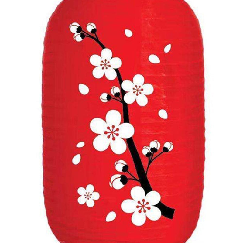 25cm Plum Blossom Lantern Lamp Chinese Long Shaped Cloth Lampion (A)