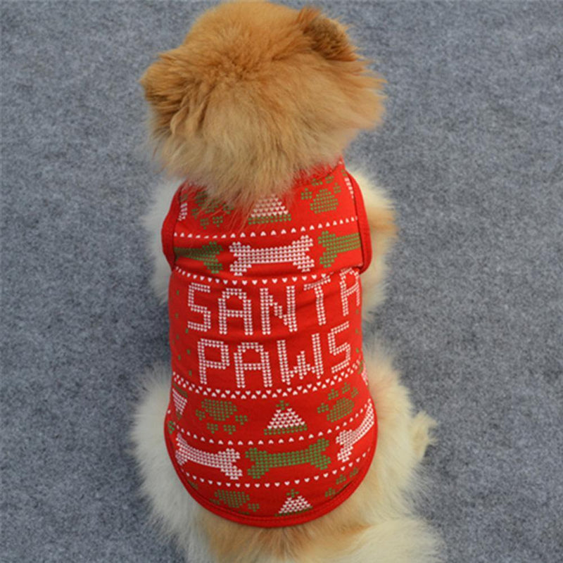 Cartoon Christmas Cotton Puppy Pets Dogs Costume T-Shirts (Bone Printing XS