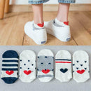 5x Women Men Socks Casual Work Heart-shaped Cotton Sock Comfortable Fa Love Q9R2