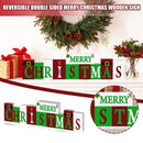 Merry Christmas Decorations Wooden Sign (Reversible Table Decor)#
