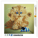 DIY 5D Round Diamond Rhinestone Cross Stitch Painting Home Decor Cute Cat