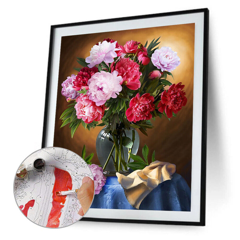 Flower Oil Paint By Numbers Kit DIY Acrylic Painting on Canvas Drawing Picture
