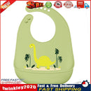 Cartoon Silicone Kids Bib Waterproof Baby Feeding Adjustable Apron (Green) Newly