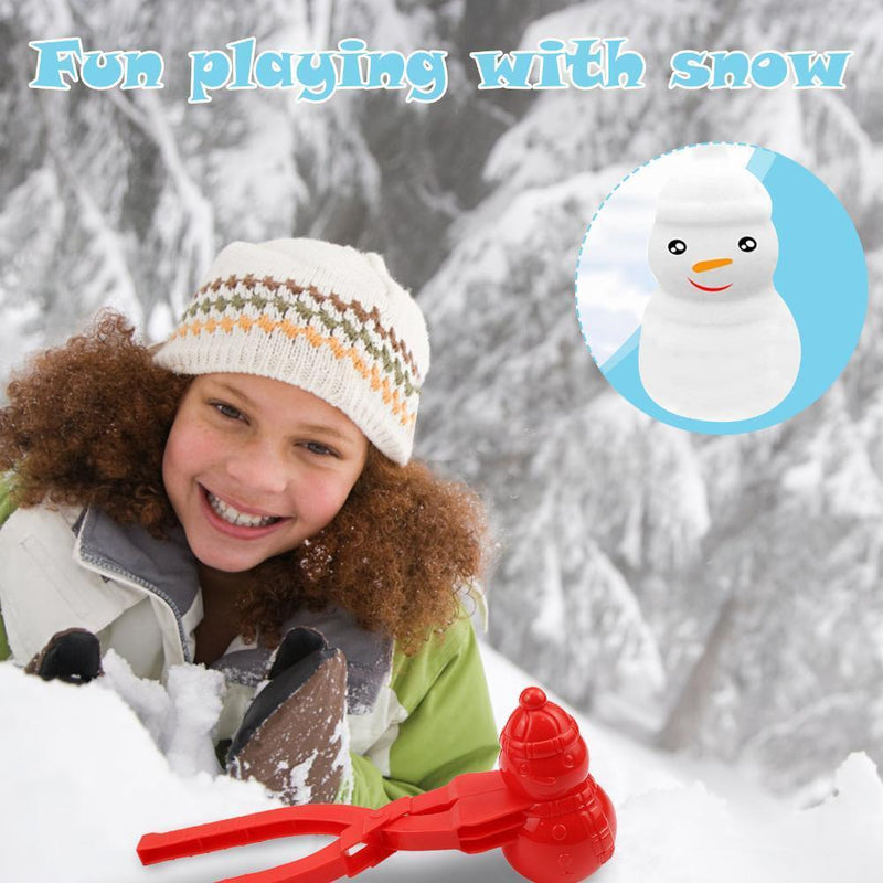 Snowball Maker Tool Snowman Shape DIY Snow Ball Tongs with Handle (Yellow)