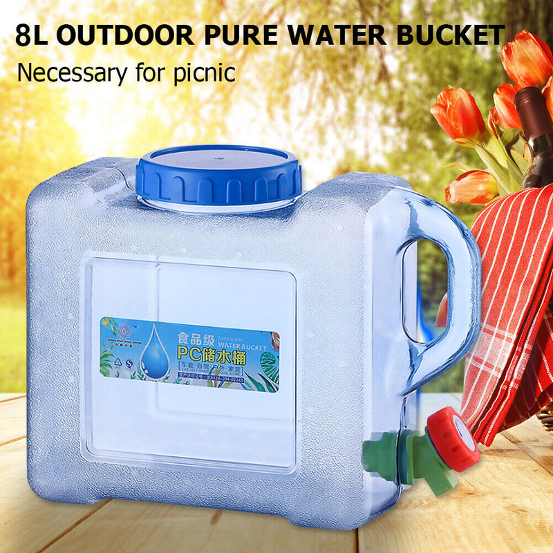 8L Water Bucket Jug with Faucet Water Bottle for Outdoor Hiking Emergency Picnic