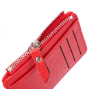 Women Retro Leather Coin Purse Zipper Litchi Pattern Men Card Holder (Red)