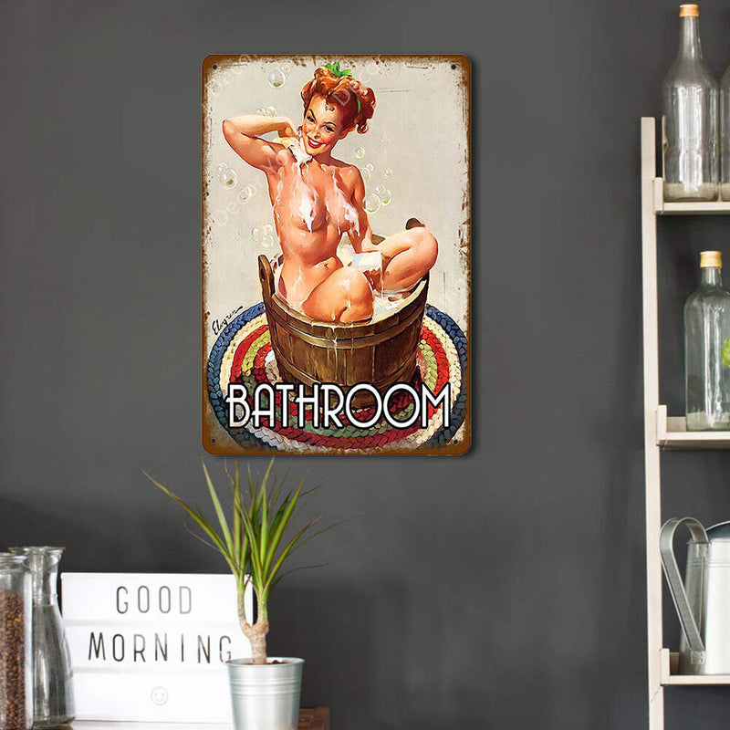 Women Retro Metal Tin Painting Signs Cave Plate Rectangular Wall Art Poster