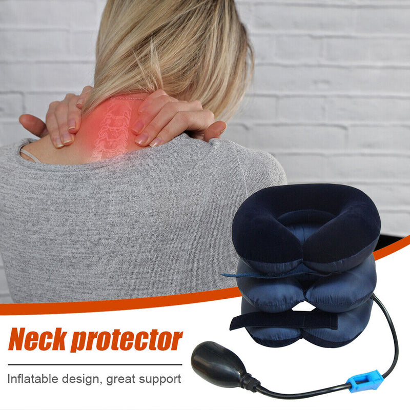 3 Tubes Cervical Traction Inflatable Neck Stretcher Massage Collar Health Care