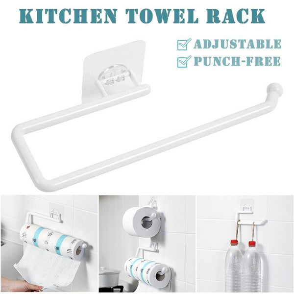 Paper Towel Holder Wall Mounted Hooks Kitchen Storage Organizer Gadget Set`