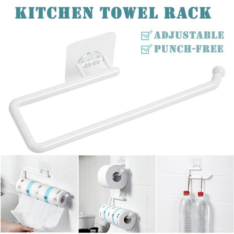 Paper Towel Holder Wall Mounted Hooks Kitchen Storage Organizer Gadget Set`