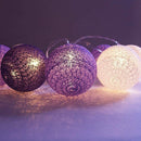 20LED Cotton Ball String Light Fairy Wedding Christmas Party Decor (Purple)