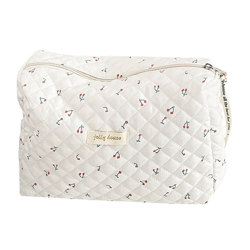 Women Cosmetic Bag Portable Make Up Pouch Floral Print Large Capacity for T