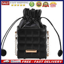 Fashion Women PU Checker Cube Shoulder Bag Solid Color Drawstring Crossbody Bags