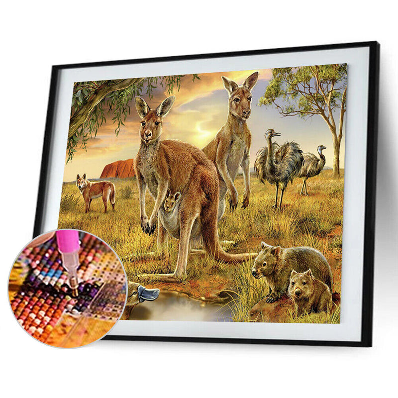 5D Kangaroo Mosaic Diamond Painting Drawing Full Round Drill DIY Art Handcraft