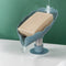 Leaf Shape Soap Drain Holder Punch-Free Toilet Bathroom Tray (Light Blue)