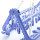 32 Clips Folding Socks Cloth Hanger Clothespin Clothes Drying Rack (Blue)