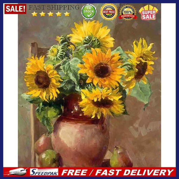 Sunflower Oil Paint By Numbers DIY Handpainted on Canvas Wall Art Picture Crafts
