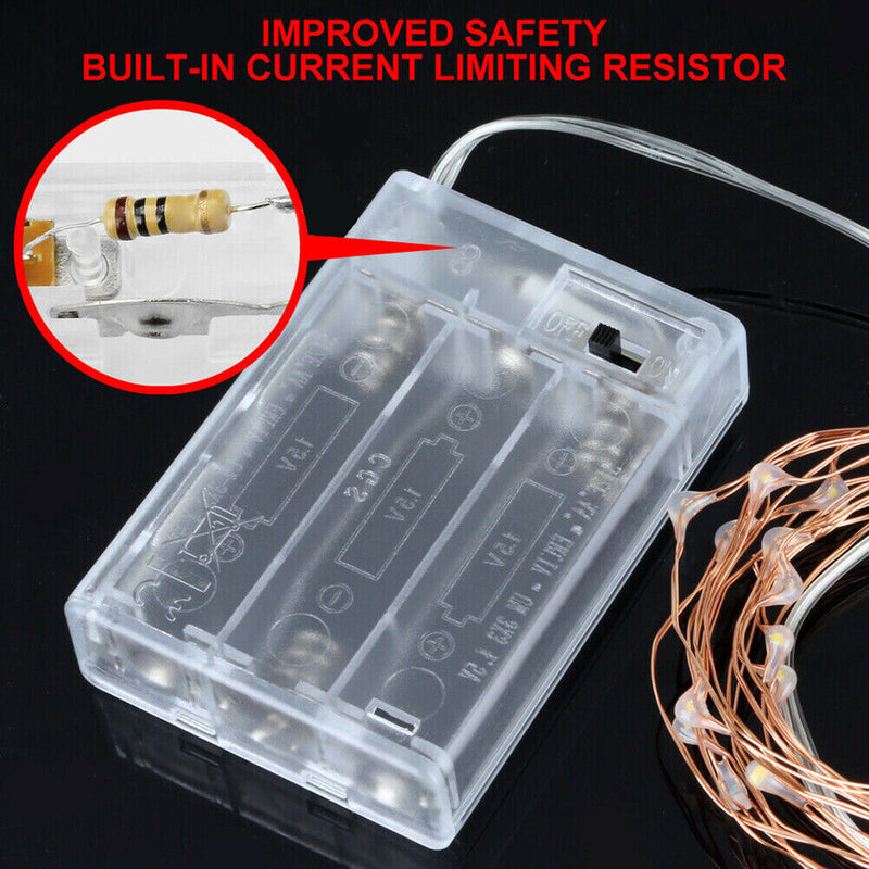 10M LED Fairy String Lights Battery Powered Copper Wire Lamp Waterproof Decor