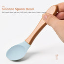 Baby Wooden Silicone Feeding Spoon Toddlers BPA-free Tableware (5) Newly