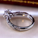 Rings Geometry Shape Wedding Engagement Diamond Cluster Hollow Out Ring