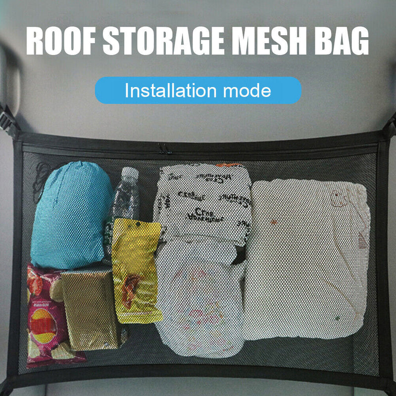Car Ceiling Storage Net Pocket 8kg Capacity Travel Organizer Auto Accessories