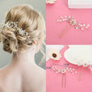 Rhinestones Handmade Crystal Floral Shape Bride Headdress Hairpins Hair Fork
