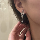 for Woman Man Irregular Cool Jewelry Earrings Geometric Zircon Liquid Metal