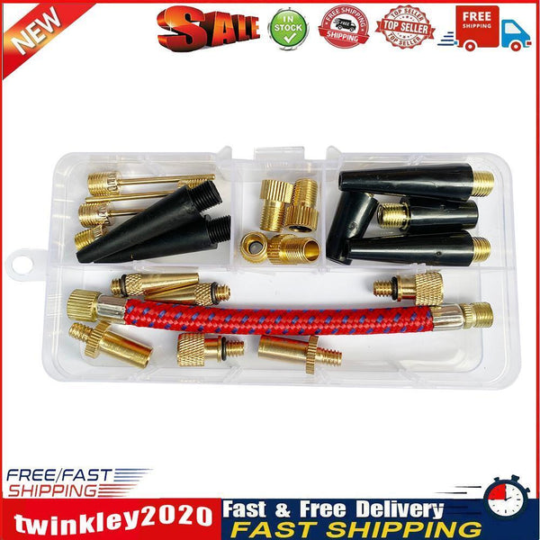 21pcs Valve Connector Foot Ball Airbed Bicycle Tyre Pump Adapter Set Kit Newly