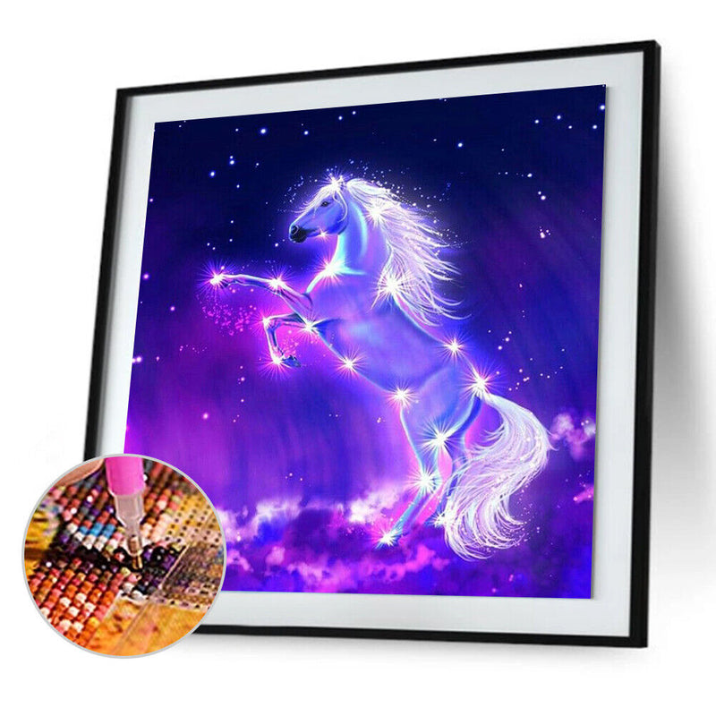 5D DIY Full Round Drill Diamond Paint Light Horse Mosaic Rhinestone Drawing