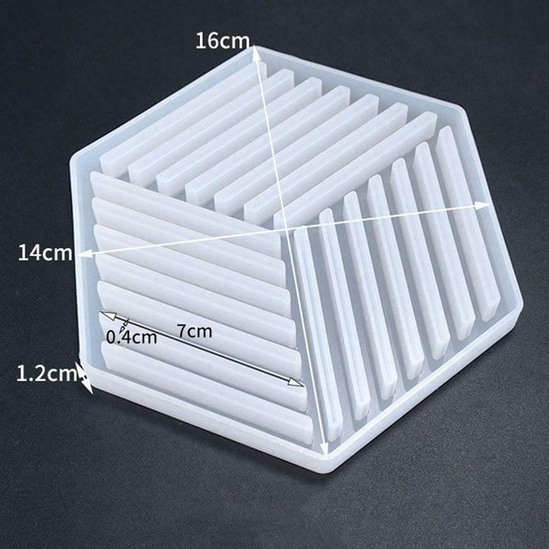 DIY Art Coaster Hexagon Stripe Crystal Mold Tray Mould Table Mat Coasters