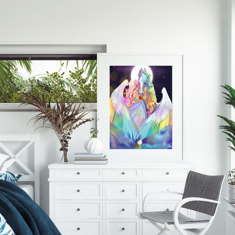 Girl White Horse 40x50cm Oil Paint By Numbers Picture DIY Modern Wall Art Newly